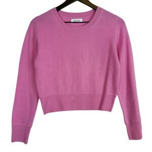 Naadam Cropped Melange Cashmere Sweater in Bubblegum Pink FLAW - XS